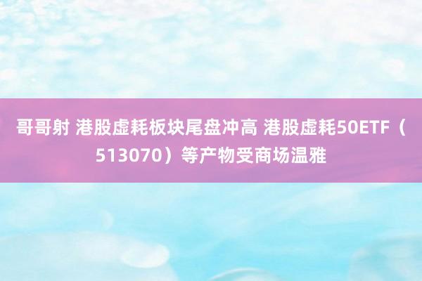 哥哥射 港股虚耗板块尾盘冲高 港股虚耗50ETF(513070)等产物受商场温雅
