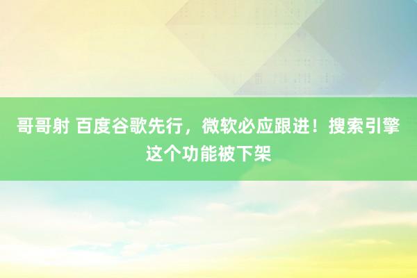 哥哥射 百度谷歌先行，微软必应跟进！搜索引擎这个功能被下架