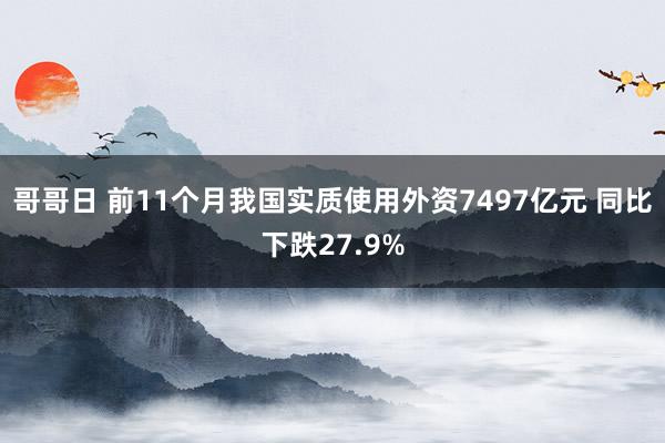哥哥日 前11个月我国实质使用外资7497亿元 同比下跌27.9%