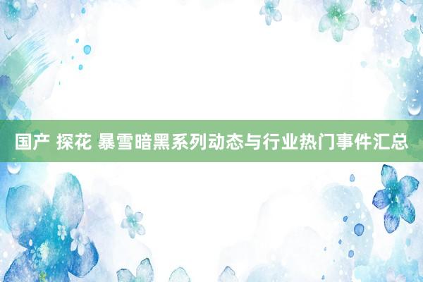国产 探花 暴雪暗黑系列动态与行业热门事件汇总