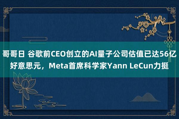 哥哥日 谷歌前CEO创立的AI量子公司估值已达56亿好意思元，Meta首席科学家Yann LeCun力挺
