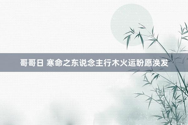 哥哥日 寒命之东说念主行木火运盼愿涣发
