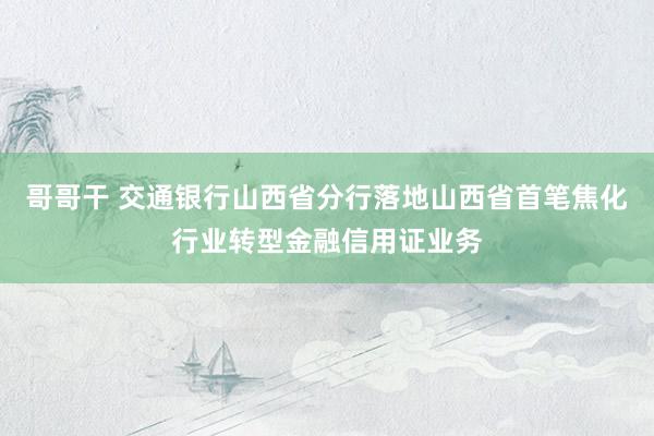 哥哥干 交通银行山西省分行落地山西省首笔焦化行业转型金融信用证业务