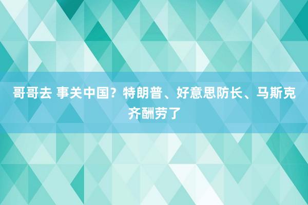 哥哥去 事关中国？特朗普、好意思防长、马斯克齐酬劳了