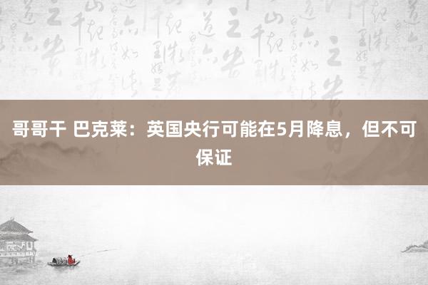 哥哥干 巴克莱：英国央行可能在5月降息，但不可保证