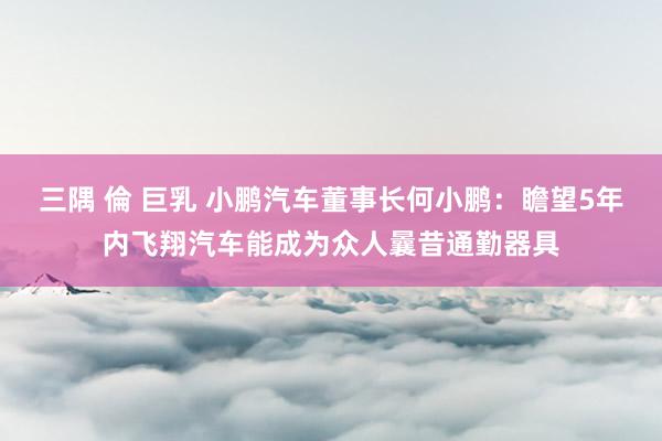三隅 倫 巨乳 小鹏汽车董事长何小鹏：瞻望5年内飞翔汽车能成为众人曩昔通勤器具